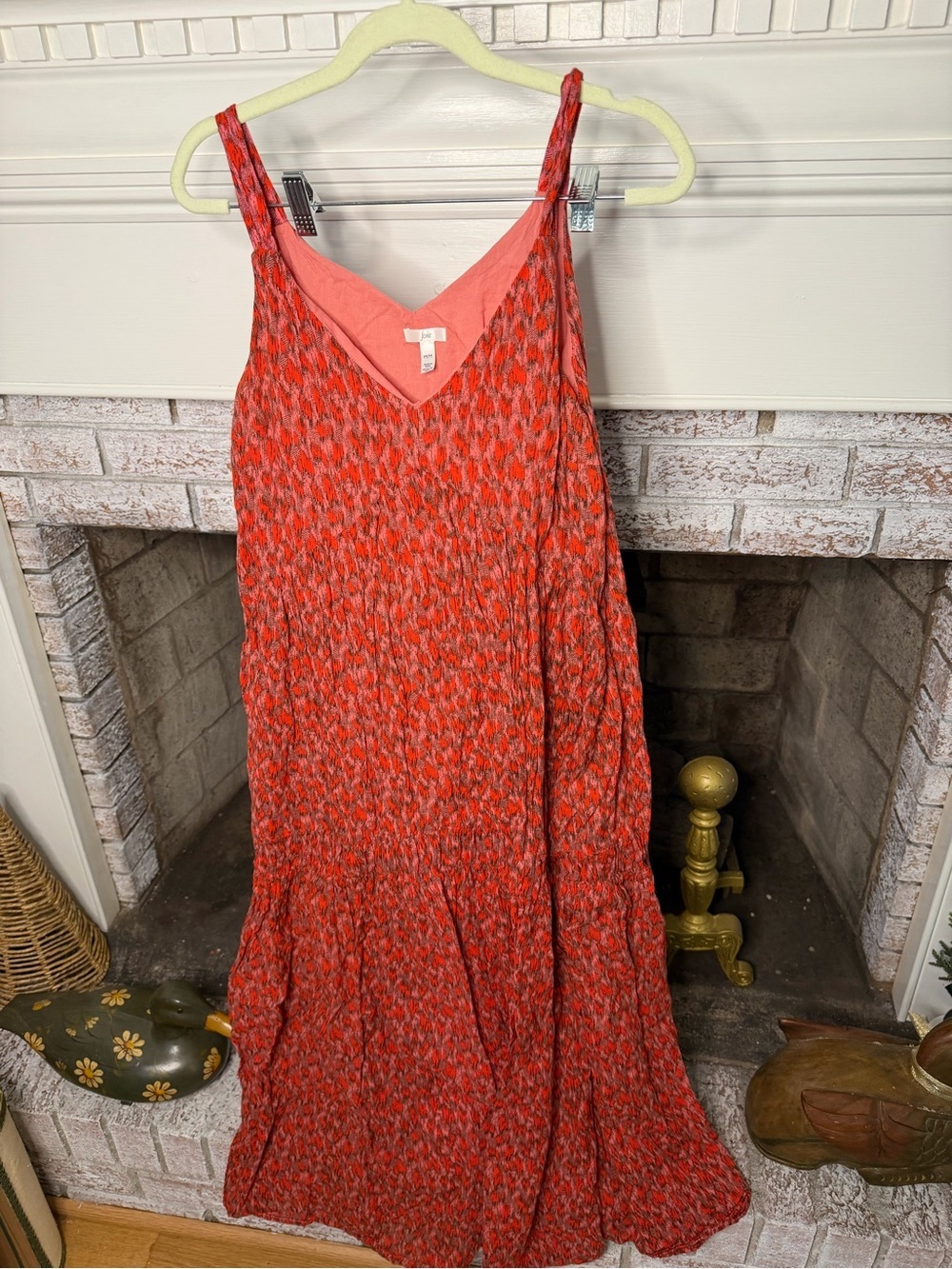 Joie Coral Orange Printed Sleeveless Maxi Dress Size Medium Resort Vacation